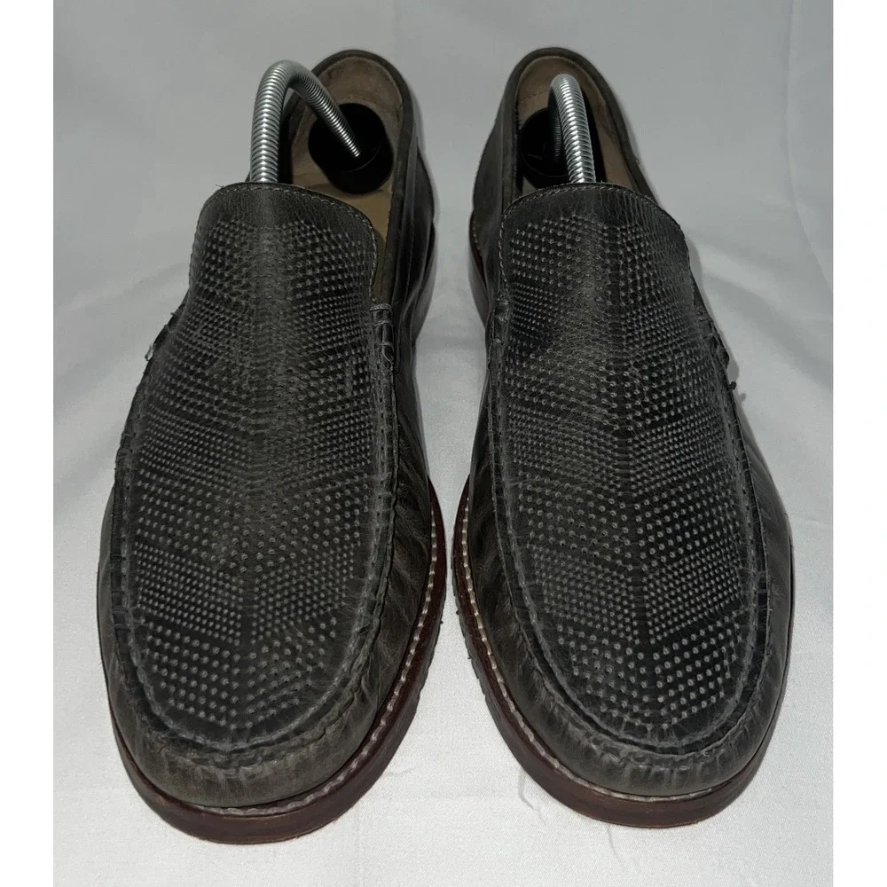 Tommy Bahama Grey Soft Nubuck Slip-On Leather Perforated Loafers Men's 9.5D